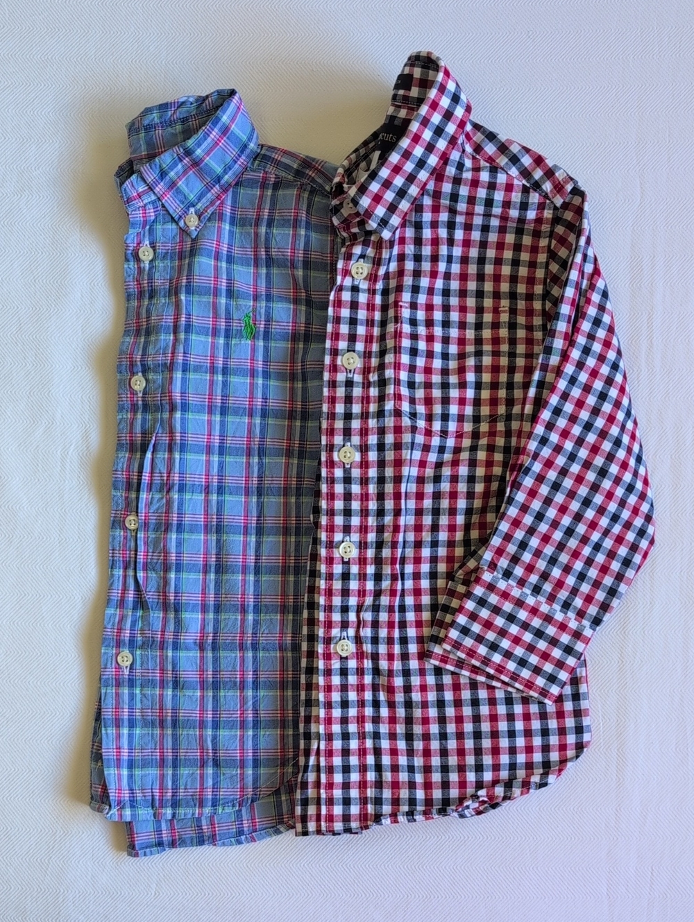 3T Premium Shirt Duo Ralph Lauren Crewcuts Preppy Plaid Gingham Button Down Lot